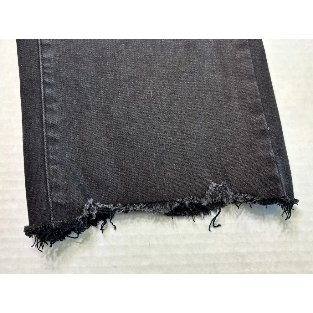 Judy Blue Wide Crop Jeans Womens 7/28 Black High Rise Raw Hem Stretch‎
